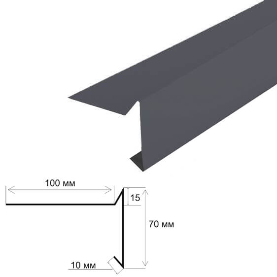 Торцевая планка для гибкой черепицы чертеж